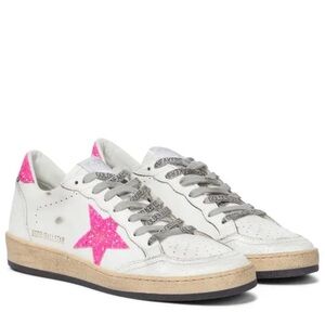 Golden Goose Women's White and Pink Glitter Sneakers